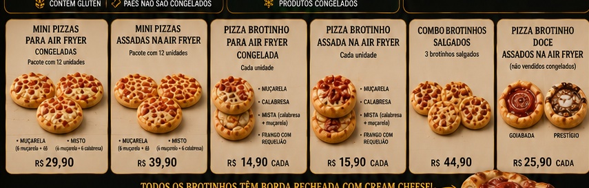 Mini pizzas e pizzas brotinho