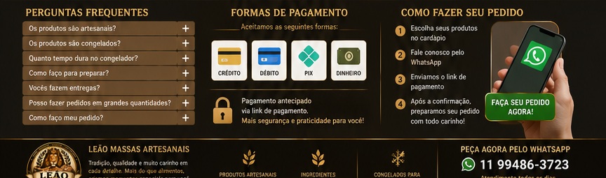 Formas de pagamento e pedido pelo WhatsApp